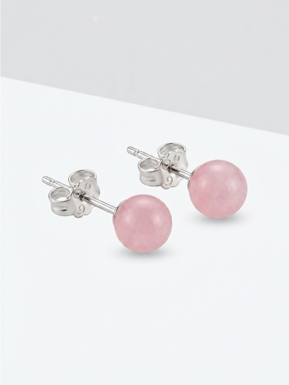 Pink Jade 925 Sterling Silver Stud Earrings